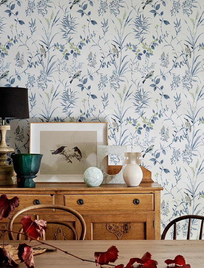 Imperial Garden Blueberry Botanical Wallpaper - Brewster Wallcovering