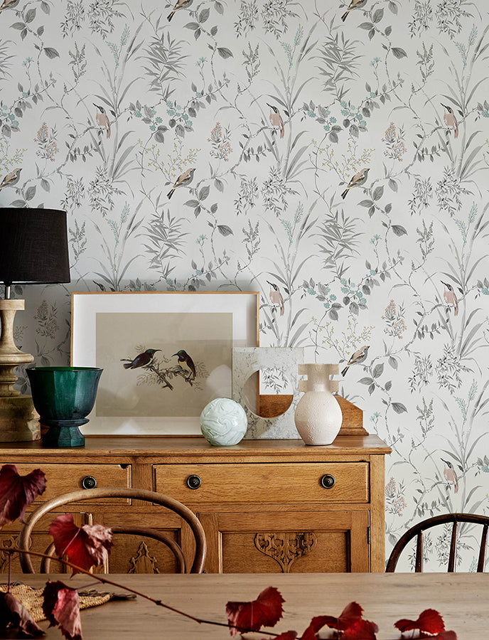 Imperial Garden Neutral Botanical Wallpaper  | Brewster Wallcovering - The WorkRm