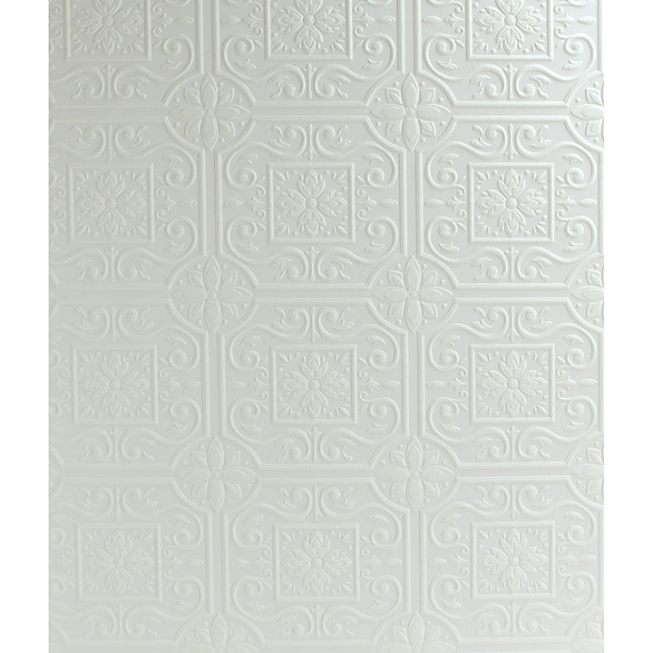 Brewster Wallcovering-Ibold White Tin Ceiling Scroll Paintable Wallpaper