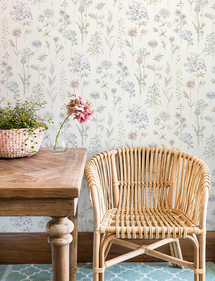 Bergamot Lavender Wildflower Wallpaper - Brewster Wallcovering