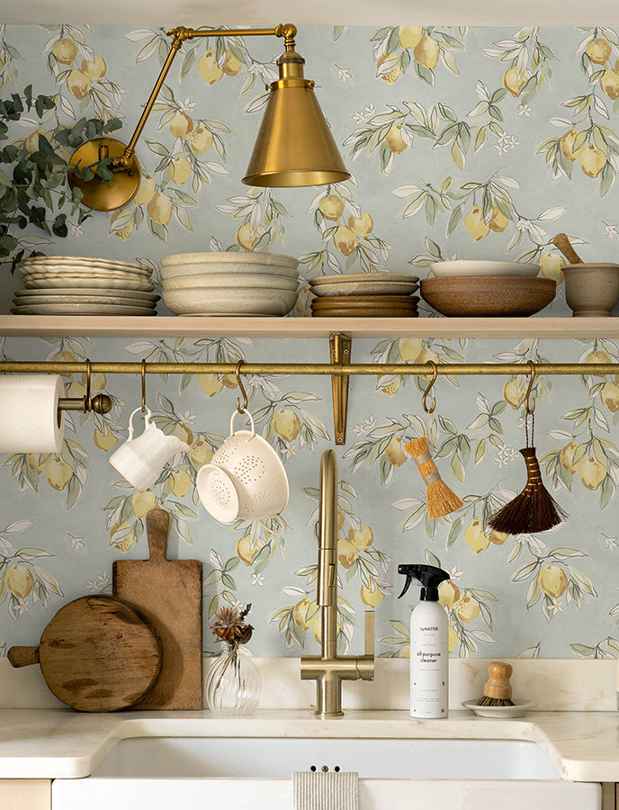 Lemonade Aqua Citrus Wallpaper  | Brewster Wallcovering - The WorkRm