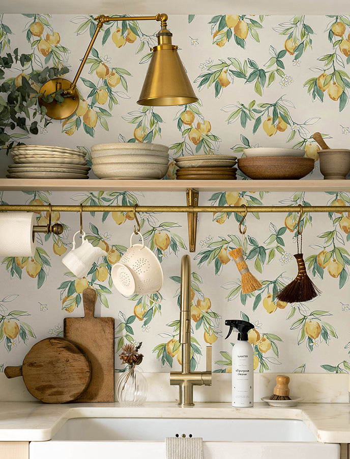 Lemonade Yellow Citrus Wallpaper  | Brewster Wallcovering