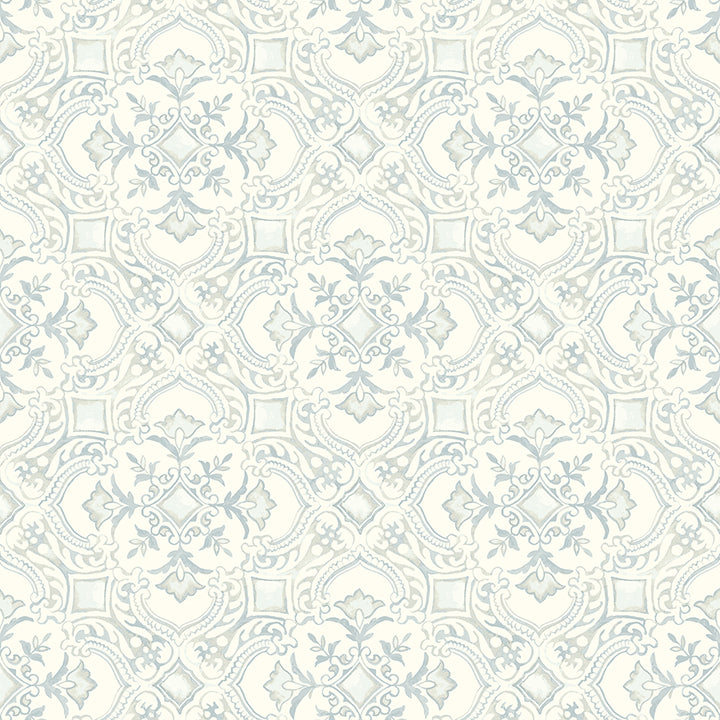 Picture of Marjoram Light Blue Floral Tile Wallpaper