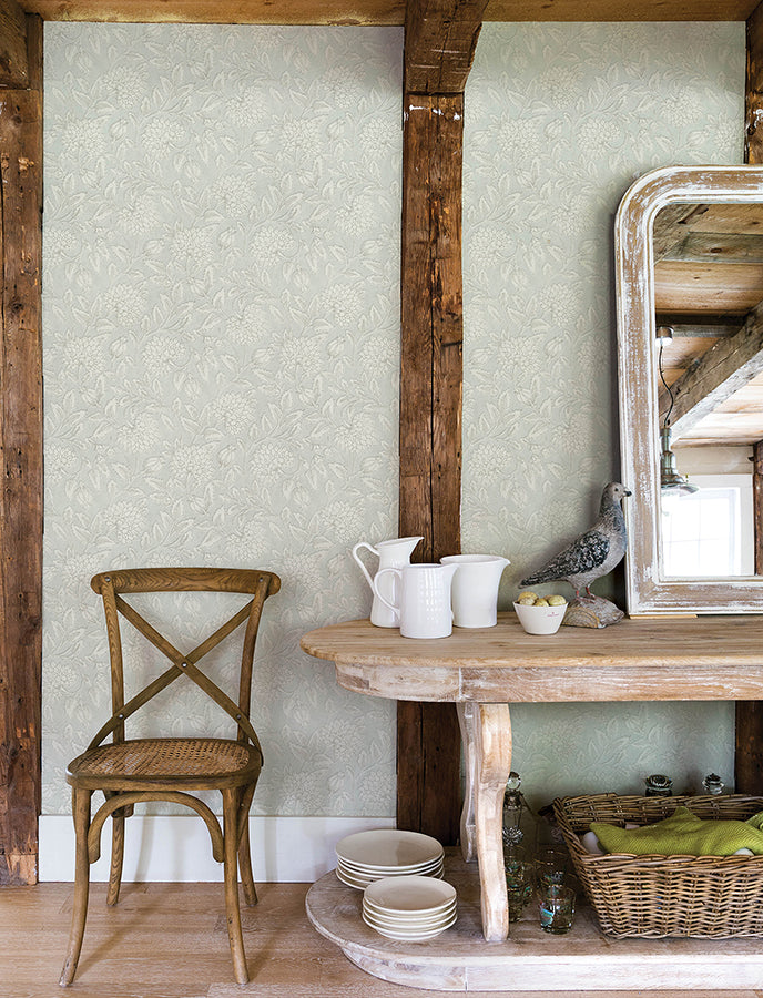 Vadouvan Light Blue Jacobean Trail Wallpaper - Brewster Wallcovering