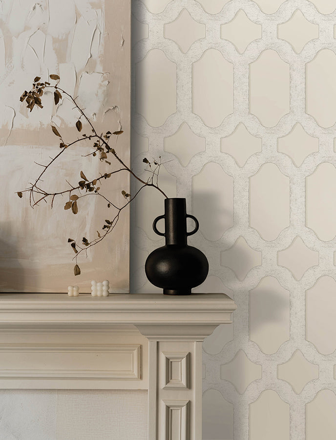 Chervil Cream Trellis Wallpaper  | Brewster Wallcovering - The WorkRm