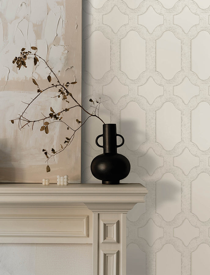 Chervil White Trellis Wallpaper  | Brewster Wallcovering - The WorkRm