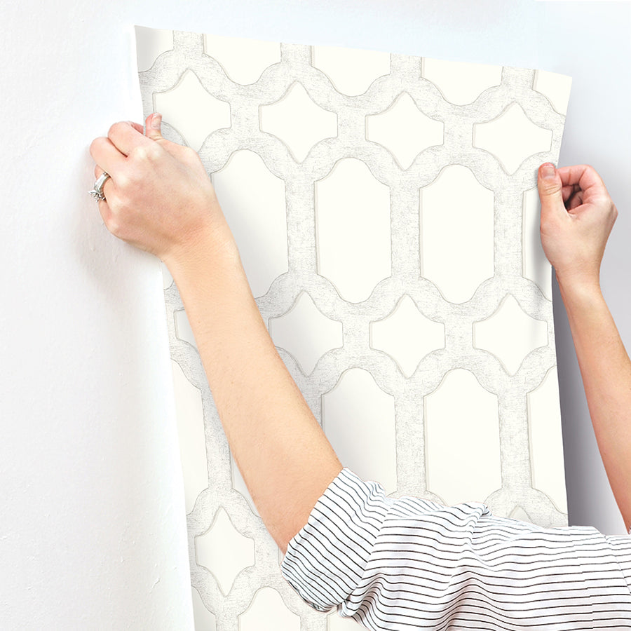 Chervil White Trellis Wallpaper  | Brewster Wallcovering - The WorkRm