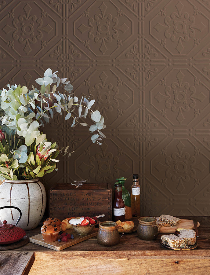 Brooklyn White Tin Paintable Wallpaper  | Brewster Wallcovering