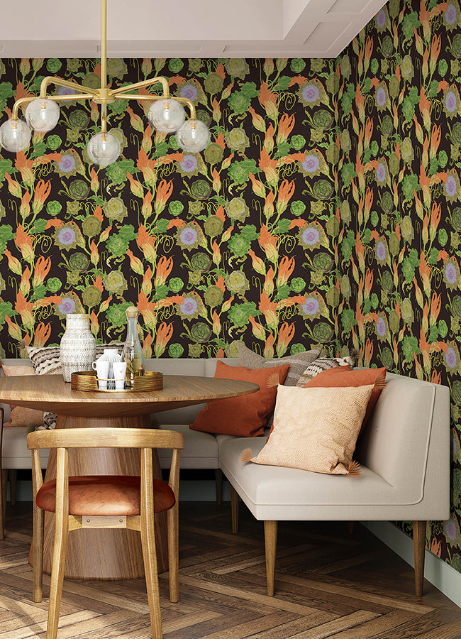 Black Artichoke Peel and Stick Wallpaper  | Brewster Wallcovering - The WorkRm