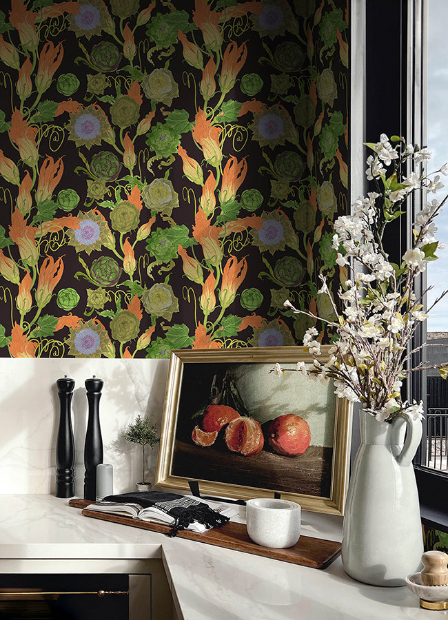 Black Artichoke Peel and Stick Wallpaper  | Brewster Wallcovering - The WorkRm