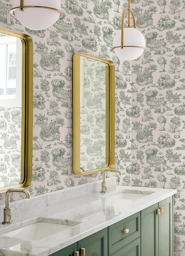 Green The Chase Peel and Stick Wallpaper - Brewster Wallcovering