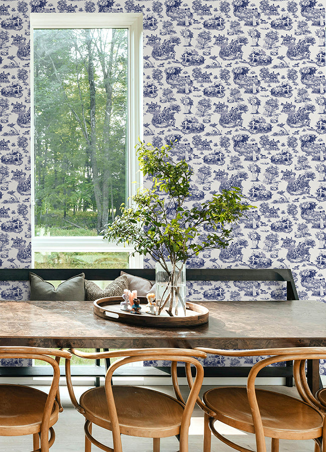 Blue The Chase Peel and Stick Wallpaper - Brewster Wallcovering