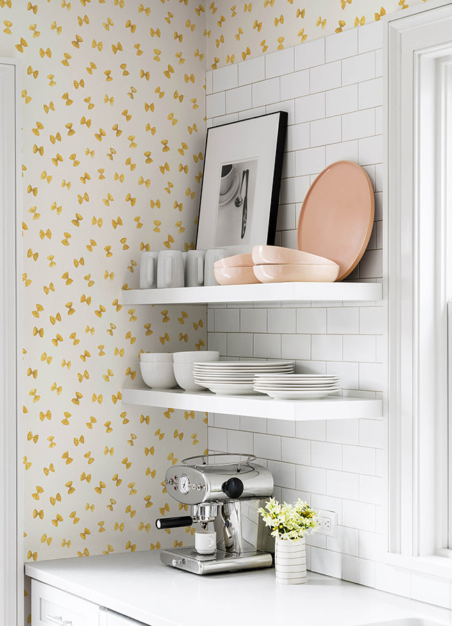 White Pasta Peel and Stick Wallpaper - Brewster Wallcovering