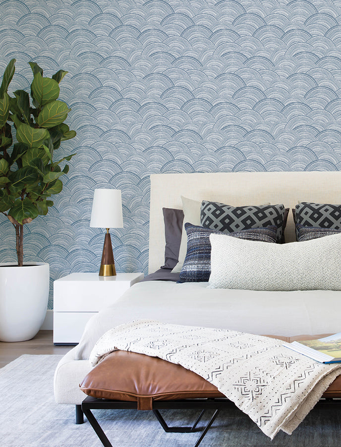 Encircle Indigo Geometric Wallpaper  | Brewster Wallcovering - The WorkRm