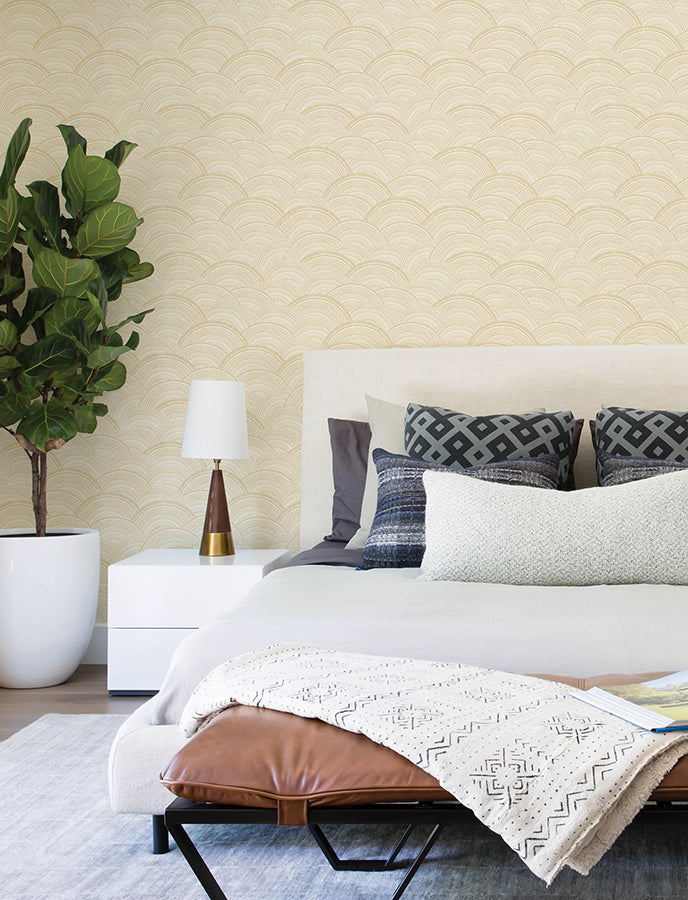 Encircle Yellow Geometric Wallpaper  | Brewster Wallcovering - The WorkRm