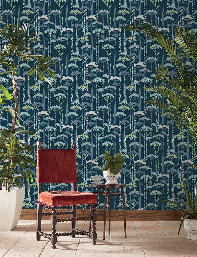 Unify Indigo Forest Wallpaper  | Brewster Wallcovering - The WorkRm