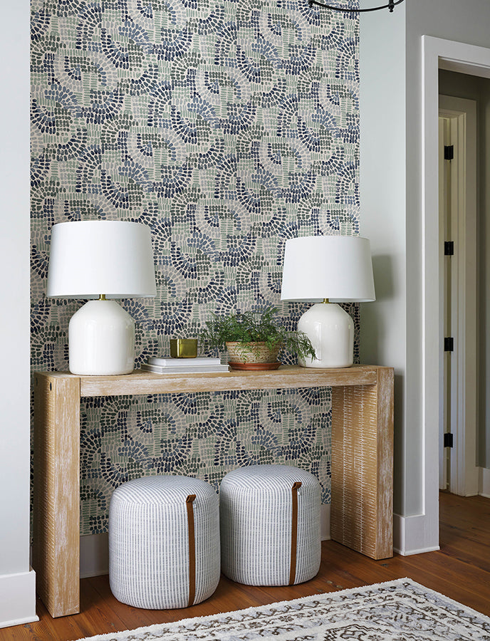 Wanderer Blueberry Mosiac Wallpaper  | Brewster Wallcovering - The WorkRm