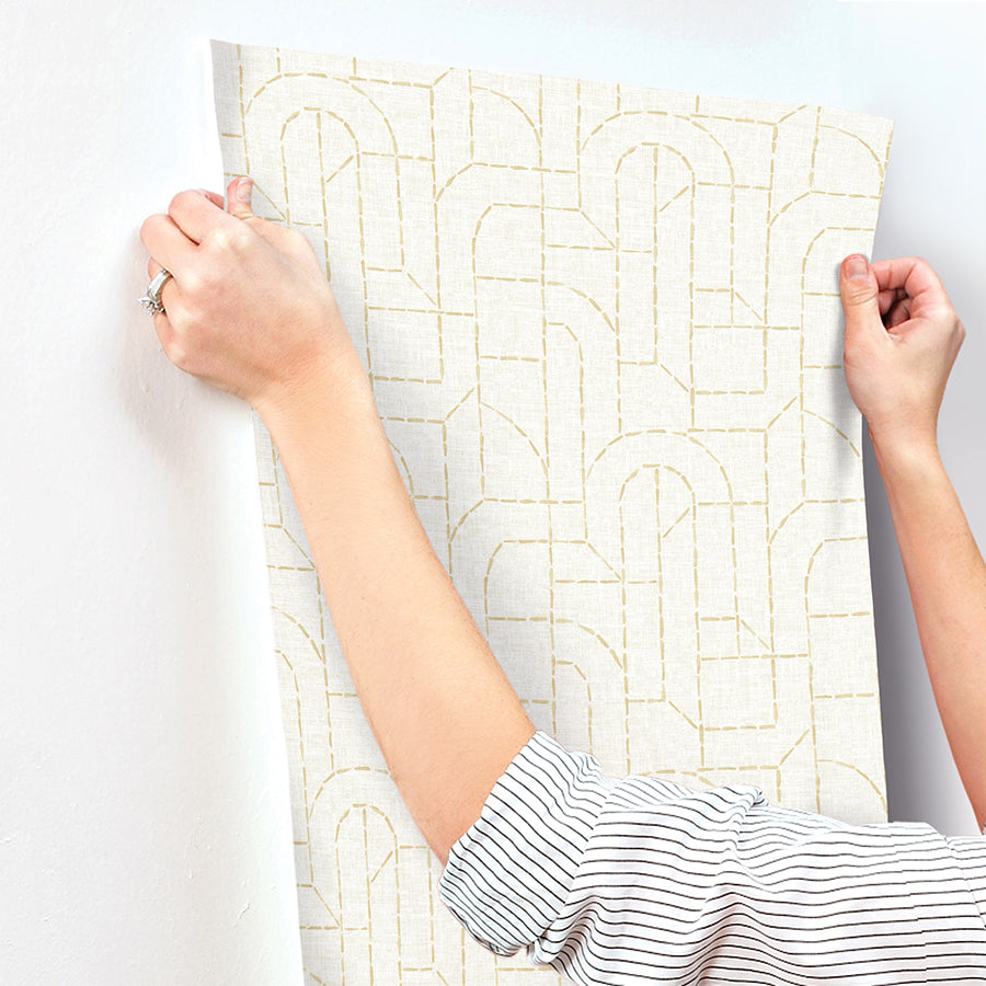 Integrity Yellow Arched Outlines Wallpaper - Brewster Wallcovering