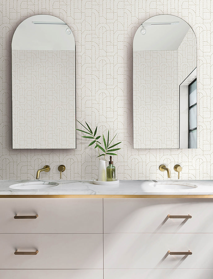 Integrity Dove Arched Outlines Wallpaper - Brewster Wallcovering