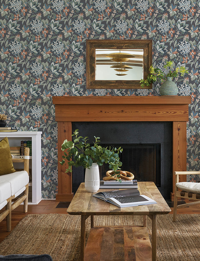 Valdivian Moss Floral Wallpaper - Brewster Wallcovering