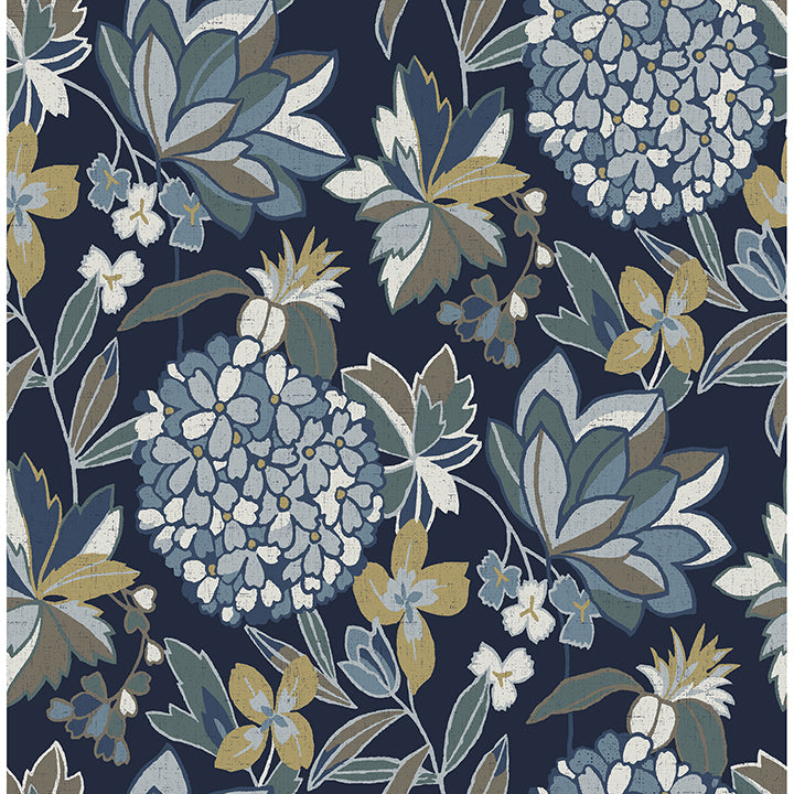 Picture of Valdivian Indigo Floral Wallpaper