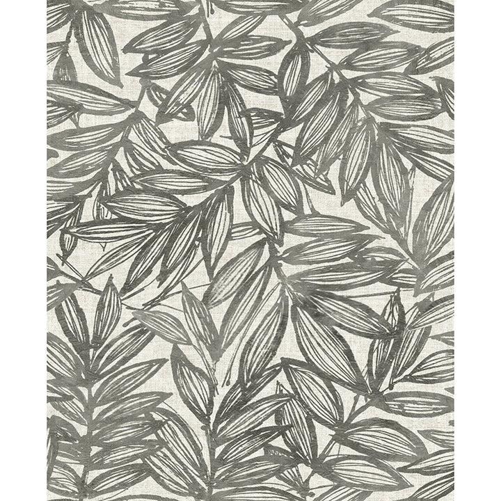 Picture of Rhythmic Charcoal Leaf Wallpaper