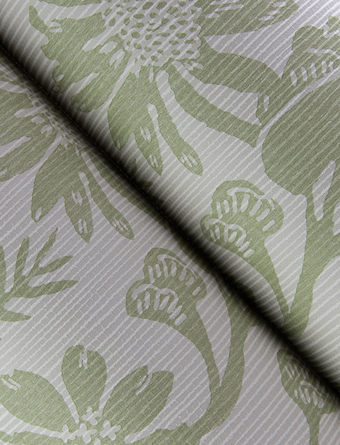 Jacaranda Sage Tropical Trail Wallpaper - Brewster Wallcovering