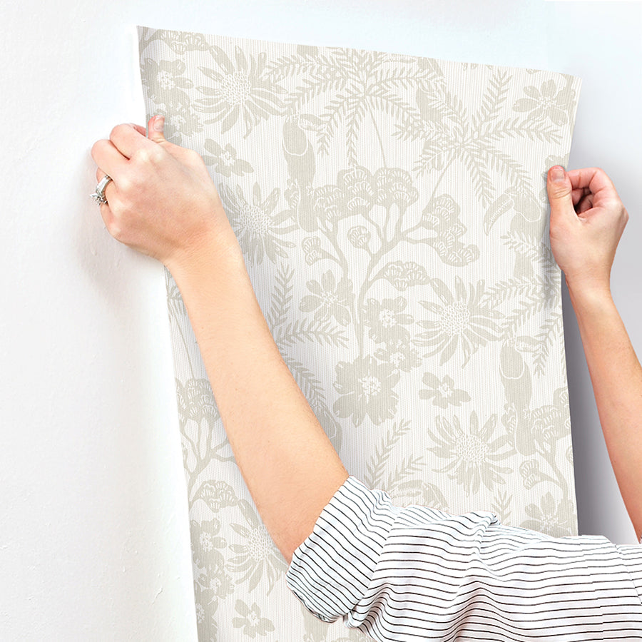 Jacaranda Taupe Tropical Trail Wallpaper  | Brewster Wallcovering - The WorkRm