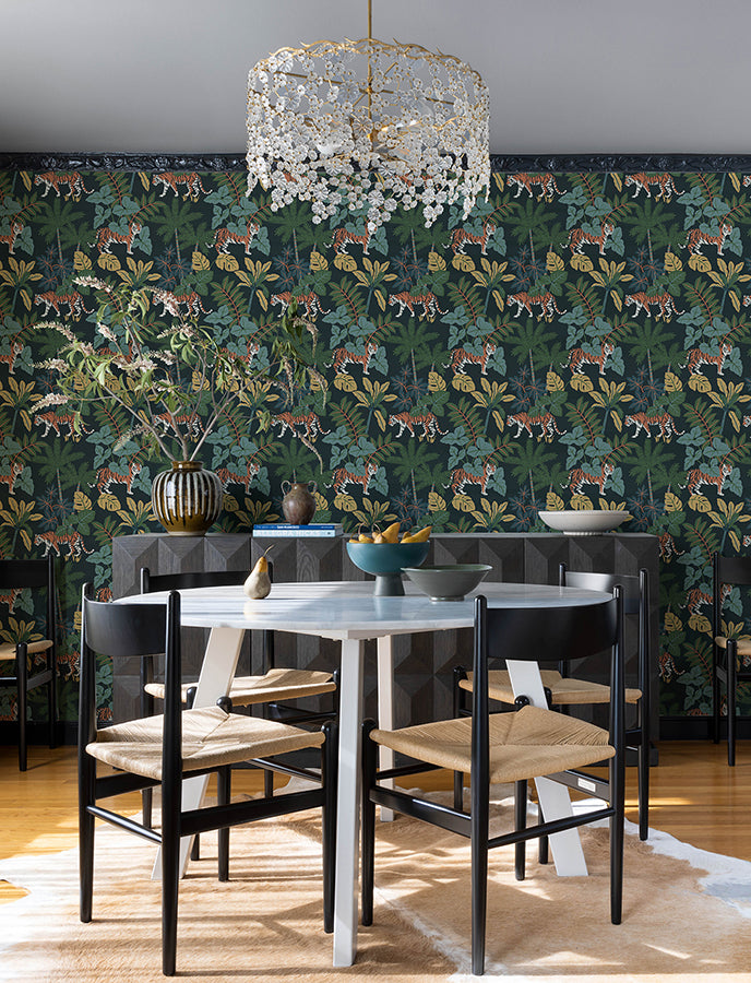 Caspian Navy Jungle Prowl Wallpaper  | Brewster Wallcovering - The WorkRm