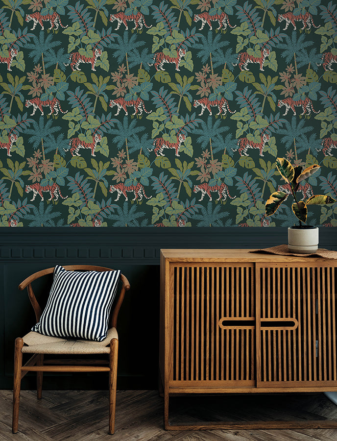 Caspian Evergreen Jungle Prowl Wallpaper  | Brewster Wallcovering - The WorkRm