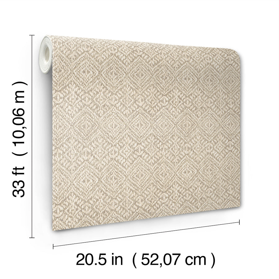 Gallivant Neutral Woven Geometric Wallpaper  | Brewster Wallcovering - The WorkRm