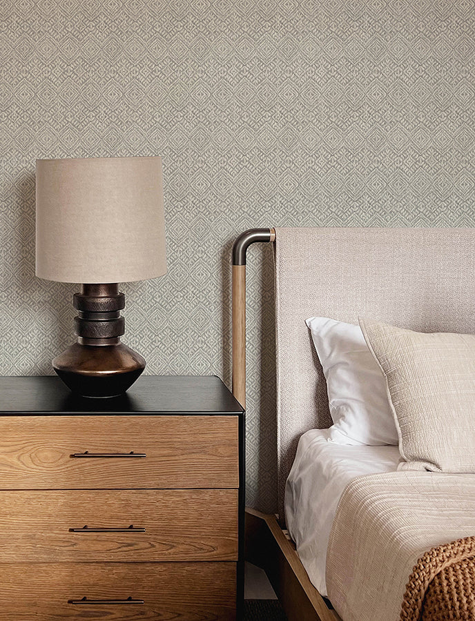 Gallivant Grey Woven Geometric Wallpaper  | Brewster Wallcovering - The WorkRm