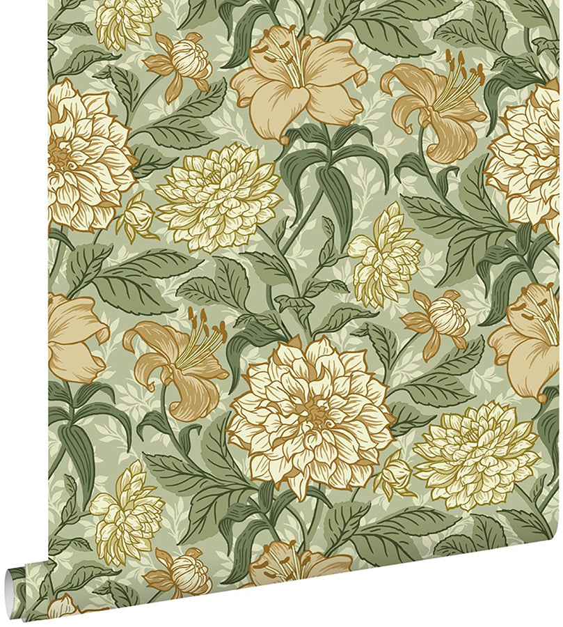 Persephone Yellow Spring Blossoms Wallpaper - Brewster Wallcovering