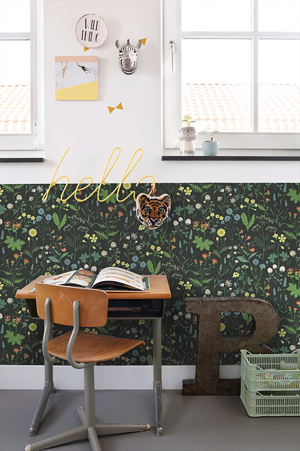 Letitia Black Summer Meadows Wallpaper  | Brewster Wallcovering - The WorkRm