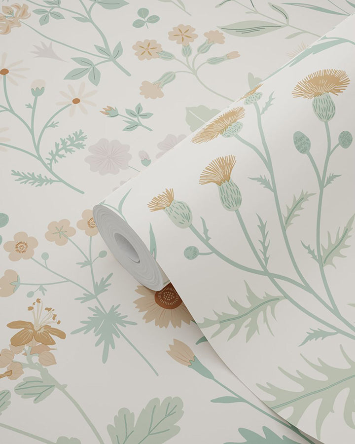 Letitia Cream Summer Meadows Wallpaper - Brewster Wallcovering