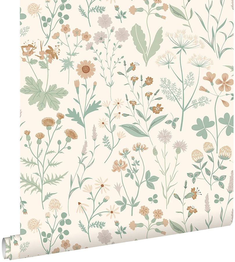 Letitia Cream Summer Meadows Wallpaper - Brewster Wallcovering