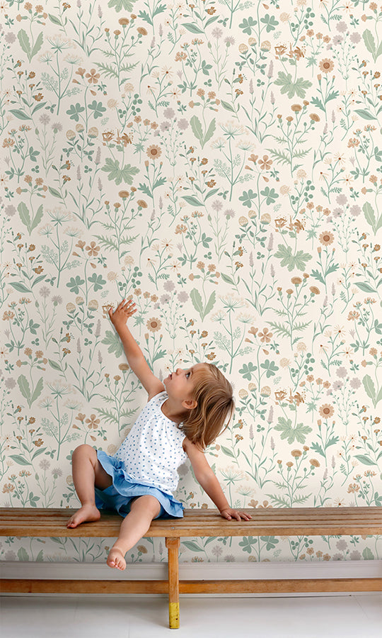 Letitia Cream Summer Meadows Wallpaper - Brewster Wallcovering