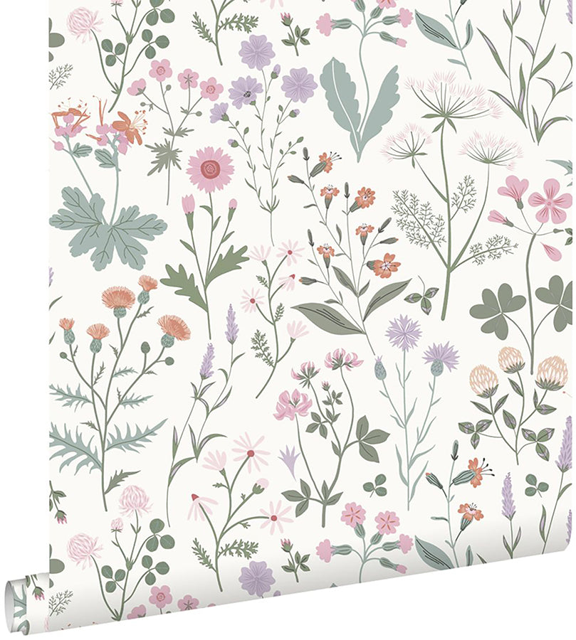 Letitia Purple Summer Meadows Wallpaper  | Brewster Wallcovering