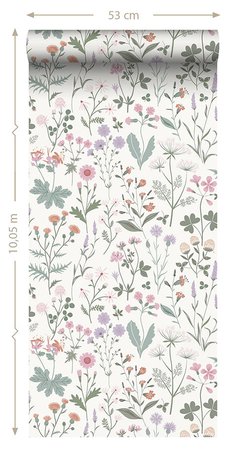 Letitia Purple Summer Meadows Wallpaper  | Brewster Wallcovering