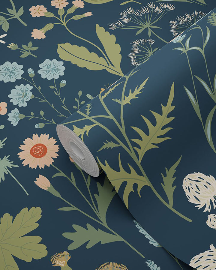 Letitia Indigo Summer Meadows Wallpaper  | Brewster Wallcovering - The WorkRm