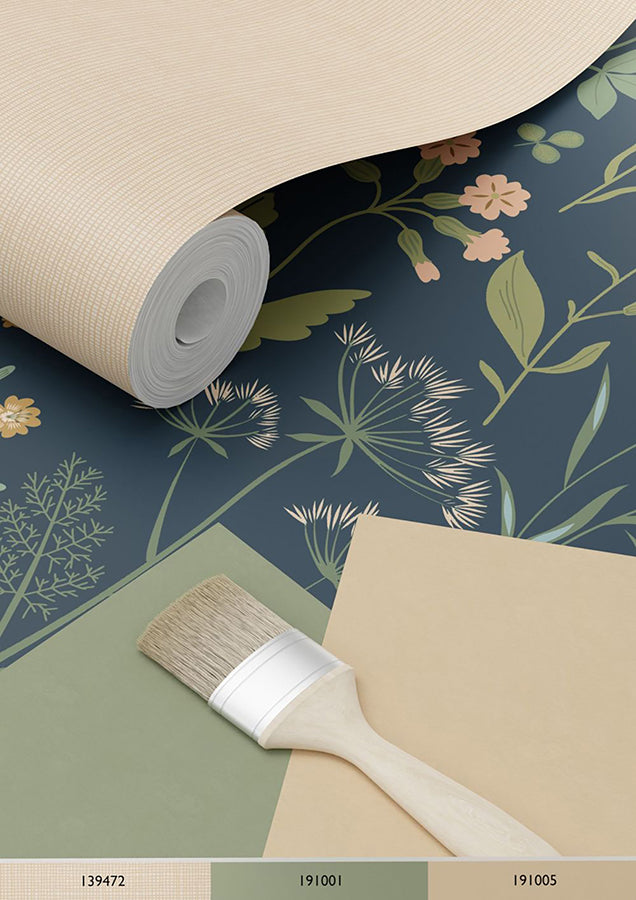 Letitia Indigo Summer Meadows Wallpaper  | Brewster Wallcovering - The WorkRm