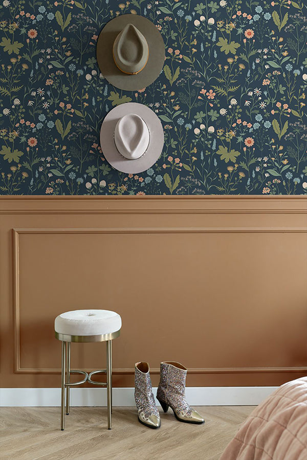 Letitia Indigo Summer Meadows Wallpaper  | Brewster Wallcovering - The WorkRm