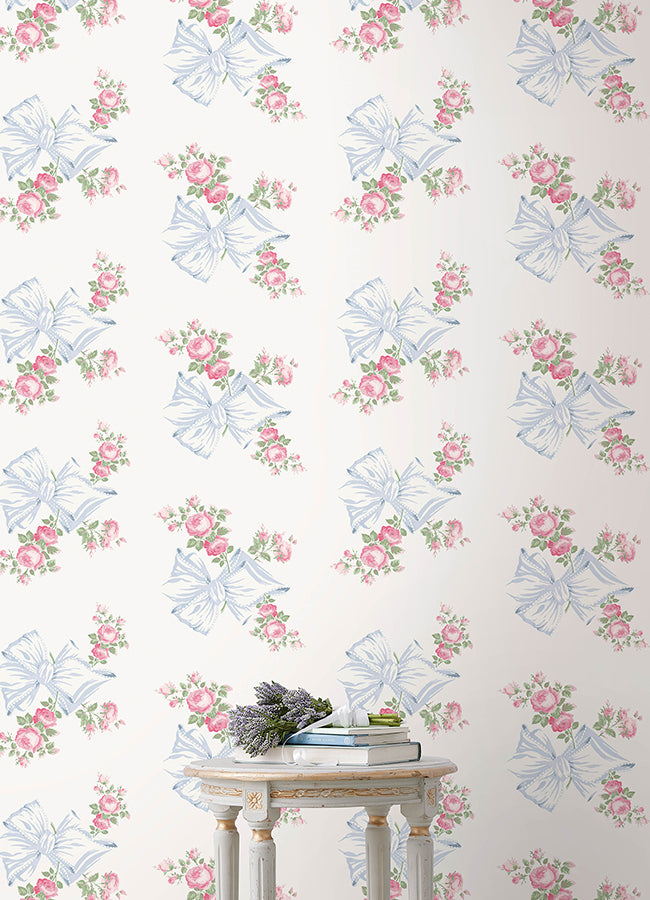 Rosa Beaux Pastel Blue Peel and Stick Wallpaper - Brewster Wallcovering