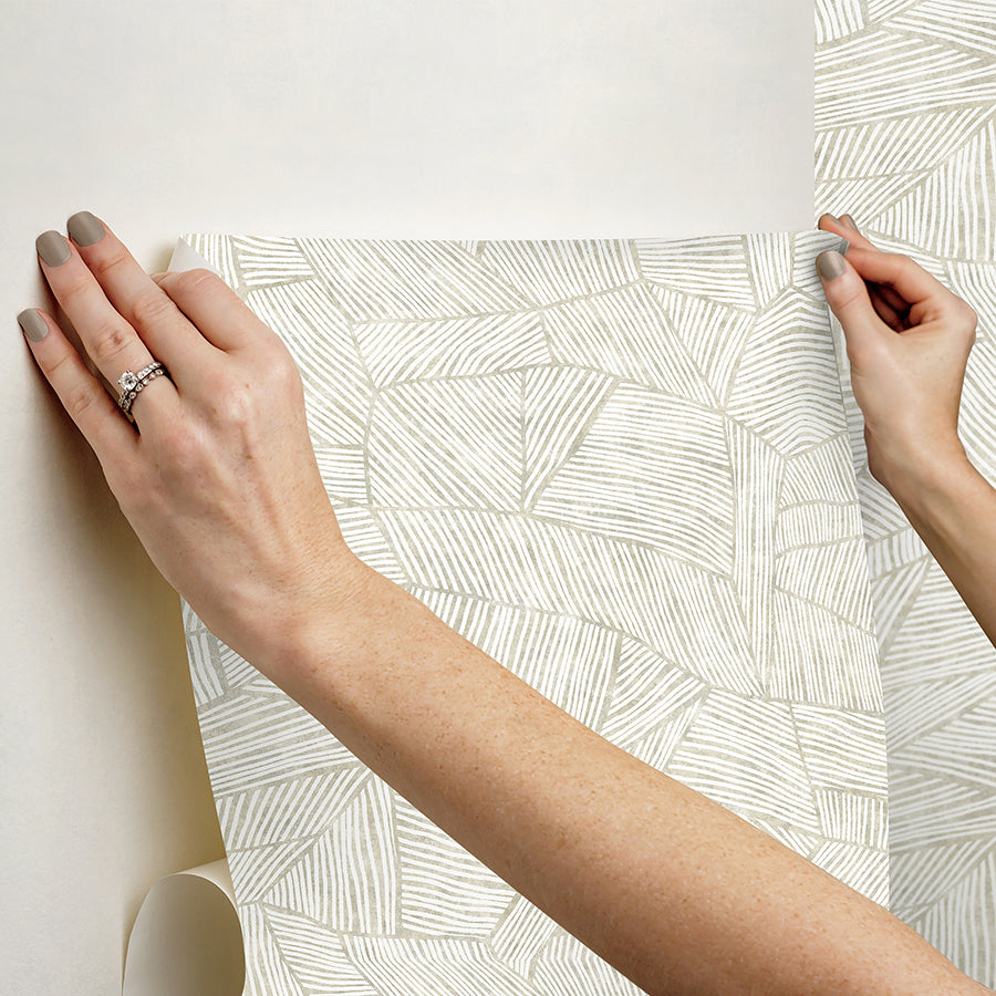 Zen Garden Cream Peel and Stick Wallpaper - Brewster Wallcovering