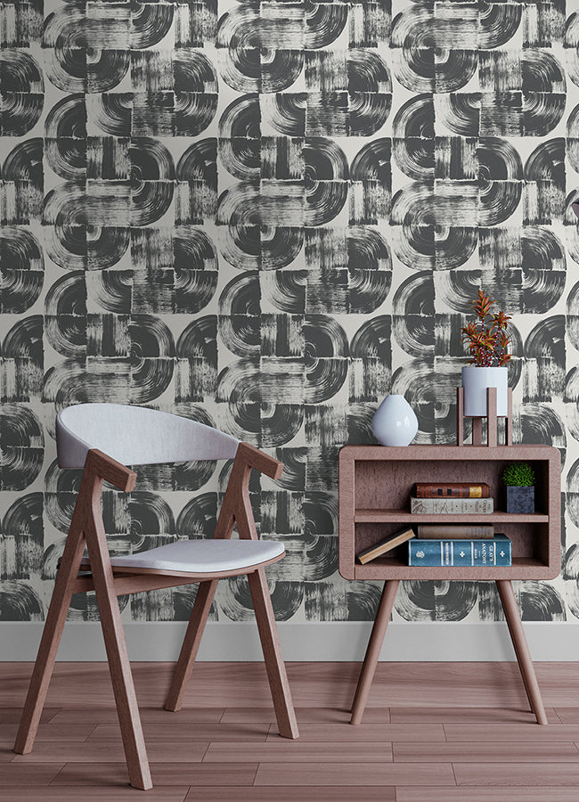 Elias Black Peel and Stick Wallpaper - Brewster Wallcovering