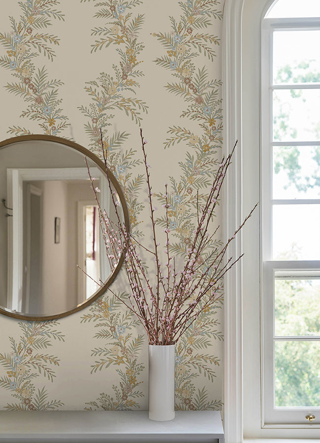 CLJ Posy Vanilla Peel and Stick Wallpaper - Brewster Wallcovering