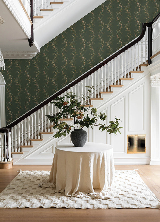 CLJ Posy Spruce Peel and Stick Wallpaper - Brewster Wallcovering