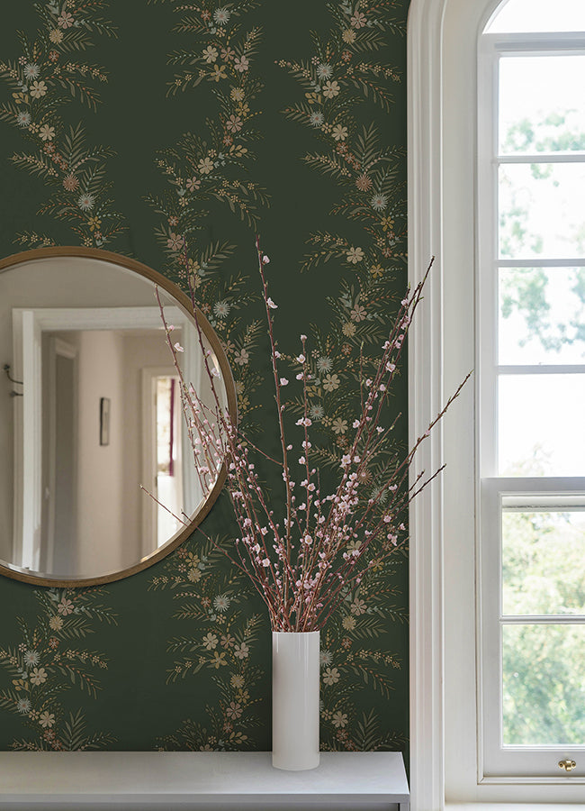 CLJ Posy Spruce Peel and Stick Wallpaper - Brewster Wallcovering