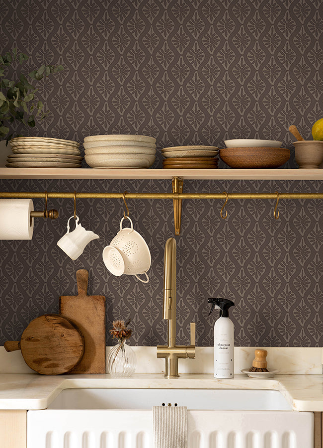 CLJ Nova Carob Brown Peel and Stick Wallpaper - Brewster Wallcovering