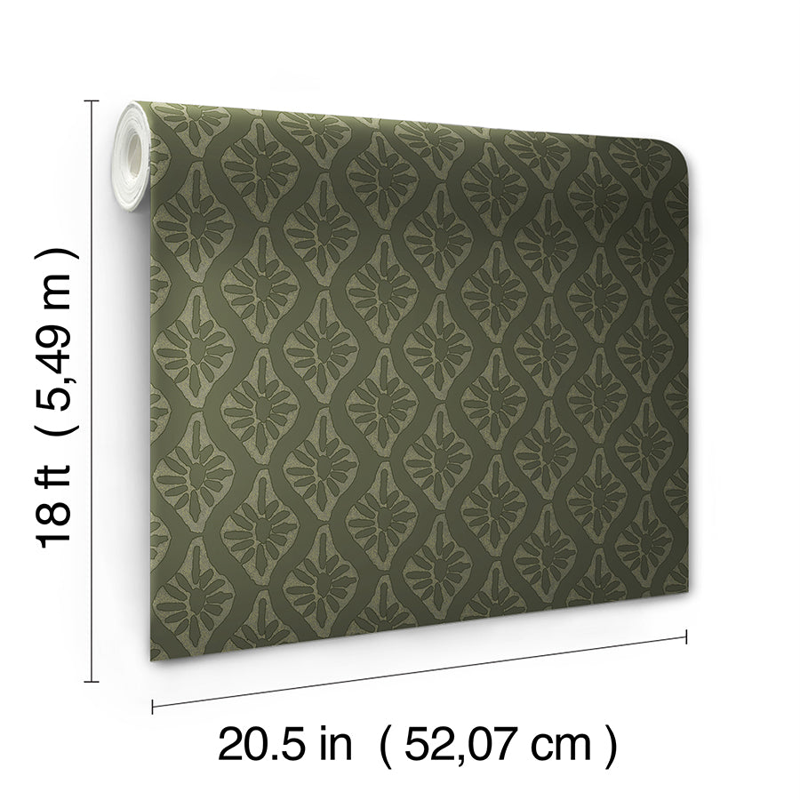 CLJ Nova Evergreen Peel and Stick Wallpaper - Brewster Wallcovering